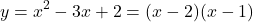 \[y = x^2 - 3x + 2 = (x - 2)(x - 1)\]