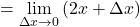 \[= \lim_{\Delta x \to 0} \left(2x + \Delta x\right)\]